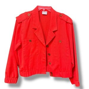 Vintage Russ Petites Orange Bomber Style Blazer with USA union tag. Size Medium